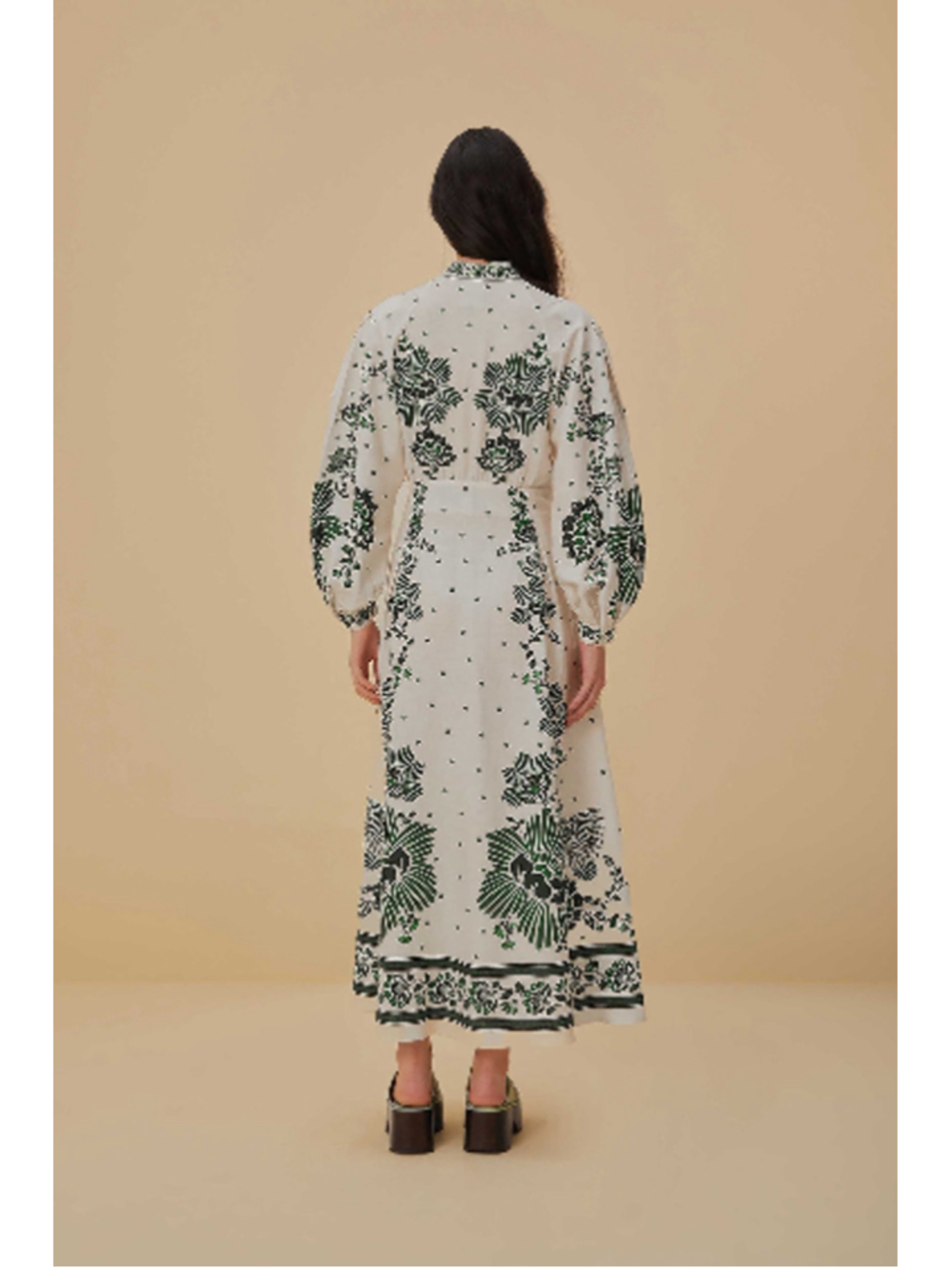 Women's FARM Rio White Green Floral Maxi Dress XS - Picture 14 of 16